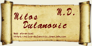 Miloš Dulanović vizit kartica